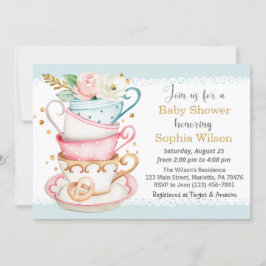 Invitación a Baby Shower de Fiesta de té