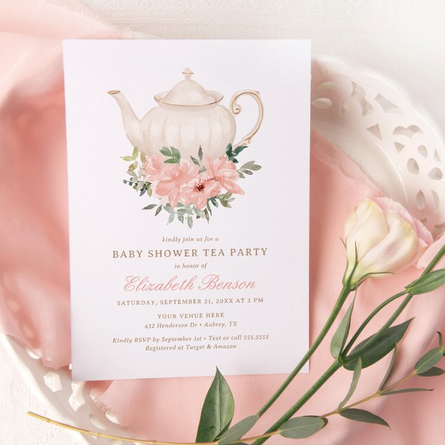 Invitación a Baby Shower de Fiesta de té con flore (Subido por el creador)