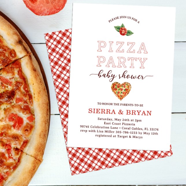Invitación a Baby Shower de Fiesta Pizza Moderno - (Pizza Party Baby Shower)