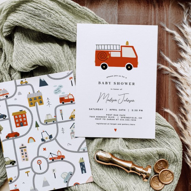 Invitación a Baby Shower de Fire Truck (Subido por el creador)