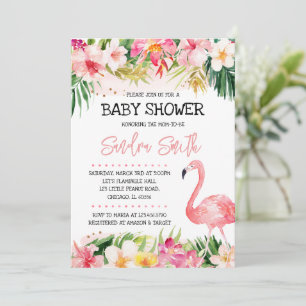 Invitación a Baby Shower de Flamingo