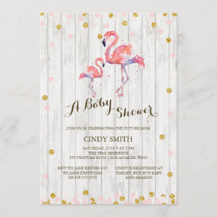 Invitación a Baby Shower de Flamingo