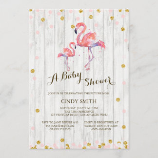 Invitación a Baby Shower de Flamingo