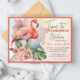 Invitación a Baby Shower de Flamingo