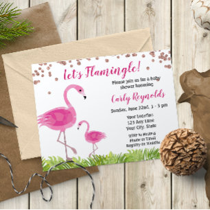 Invitación a Baby Shower de Flamingo
