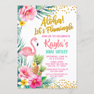 Invitación a Baby Shower de Flamingo