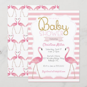 Invitación a Baby Shower de Flamingo