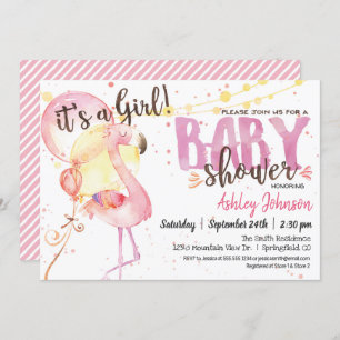Invitación a Baby Shower de Flamingo Rosa