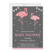 Invitación a Baby Shower de flamingo rosado