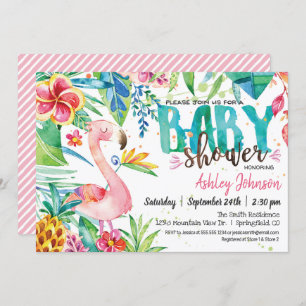 Invitación a Baby Shower de Flamingo Tropical