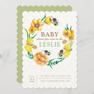 Invitación a Baby Shower de flor de abeja