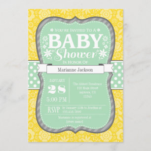 Invitación a Baby Shower de flor floral gris amari