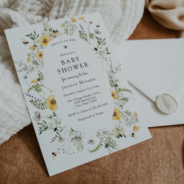 Invitación a Baby Shower de Flor Silvestre Abeja y (Subido por el creador)