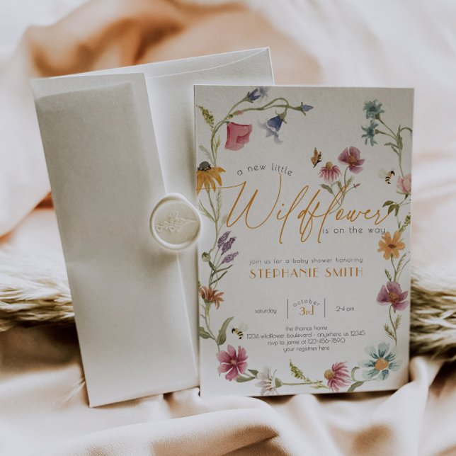 Invitación a Baby Shower de Flor silvestre acuarel (Subido por el creador)