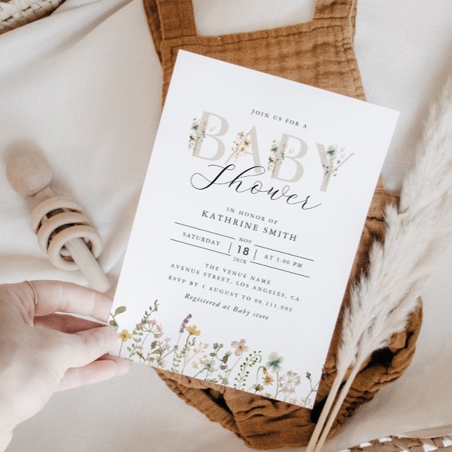 Invitación a Baby Shower de Flor silvestre acuarel (Subido por el creador)