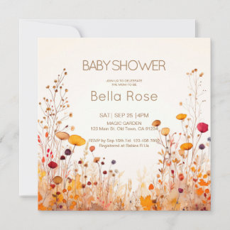 Invitación a Baby Shower de Flor Silvestre de otoñ