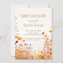 Invitación a Baby Shower de Flor Silvestre de otoñ