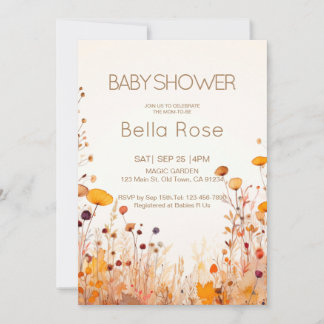 Invitación a Baby Shower de Flor Silvestre de otoñ