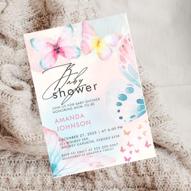 Invitación a Baby Shower de flor silvestre maripos (Subido por el creador)