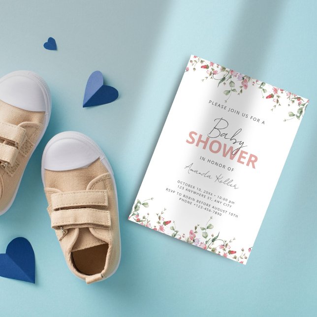 Invitación a Baby Shower de Flor Silvestre minimal (Subido por el creador)