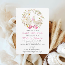 Invitación a Baby Shower de Flor Silvestre Pink Go