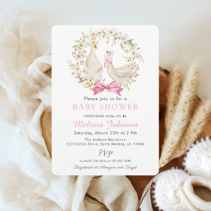 Invitación a Baby Shower de Flor Silvestre Pink Go