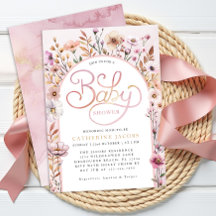 Invitación a Baby Shower de Flor Silvestre Rosa Du