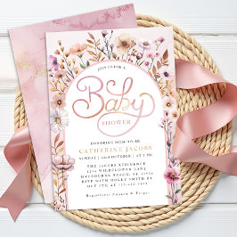 Invitación a Baby Shower de Flor Silvestre Rosa Du