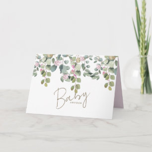 Invitación a Baby Shower de floración rosa de foll