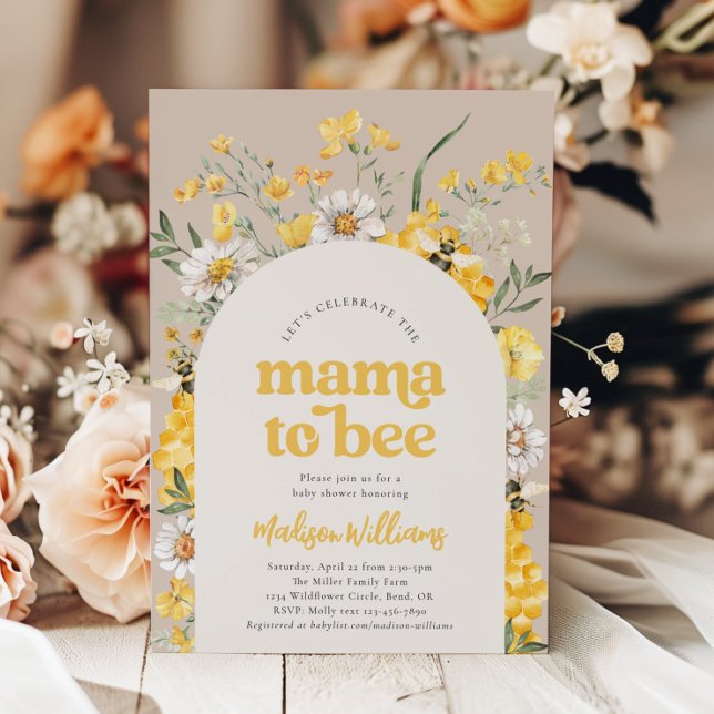 Invitación a Baby Shower de Floral Bee (Subido por el creador)