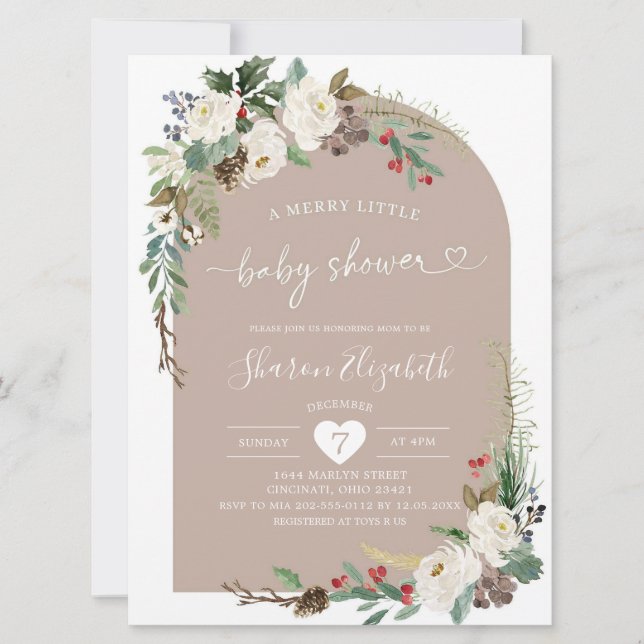Invitación a Baby Shower de Floral Boho Arch navid (Anverso)