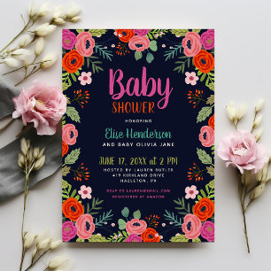 Invitación a Baby Shower de Floral brillante
