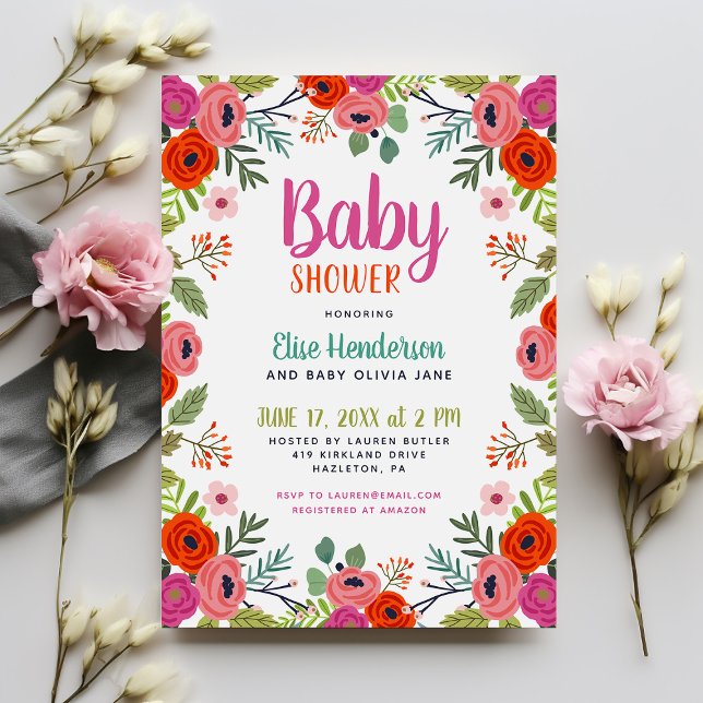 Invitación a Baby Shower de Floral brillante (Subido por el creador)
