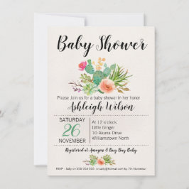 Invitación a Baby Shower de Floral Cactus