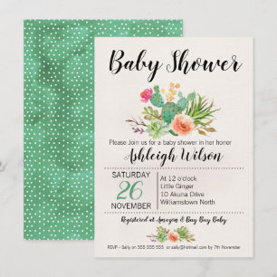 Invitación a Baby Shower de Floral Cactus