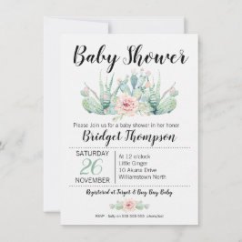 Invitación a Baby Shower de Floral Cactus chicas