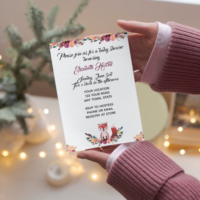 Invitación a Baby Shower de Floral Fox (Subido por el creador)