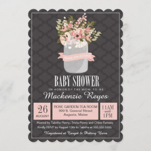 Invitación a Baby Shower de Floral Mason Jar