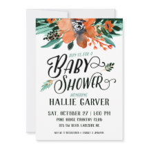 Invitación a Baby Shower de floral otoño