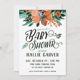 Invitación a Baby Shower de floral otoño