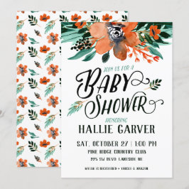 Invitación a Baby Shower de floral otoño
