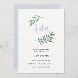 Invitación a Baby Shower de floral Wreath | Azul