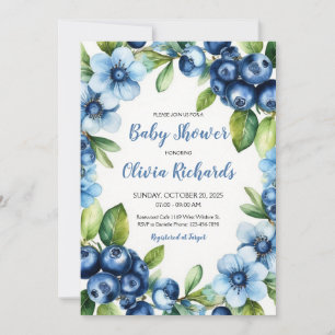 Invitación a Baby Shower de Flores azules y azules