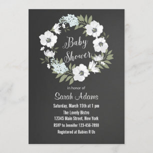 Invitación a Baby Shower de Flores Chalkboard