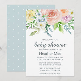 Invitación a Baby Shower de Flores de bonito