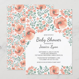 Invitación a Baby Shower de Flores de bonito