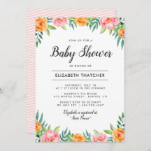 Invitación a Baby Shower de Flores Felices
