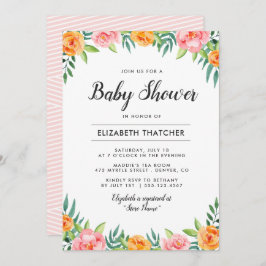 Invitación a Baby Shower de Flores Felices