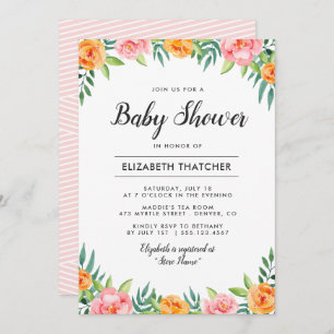 Invitación a Baby Shower de Flores Felices