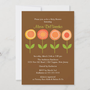 Invitación a Baby Shower de Flores Marrones y Nara